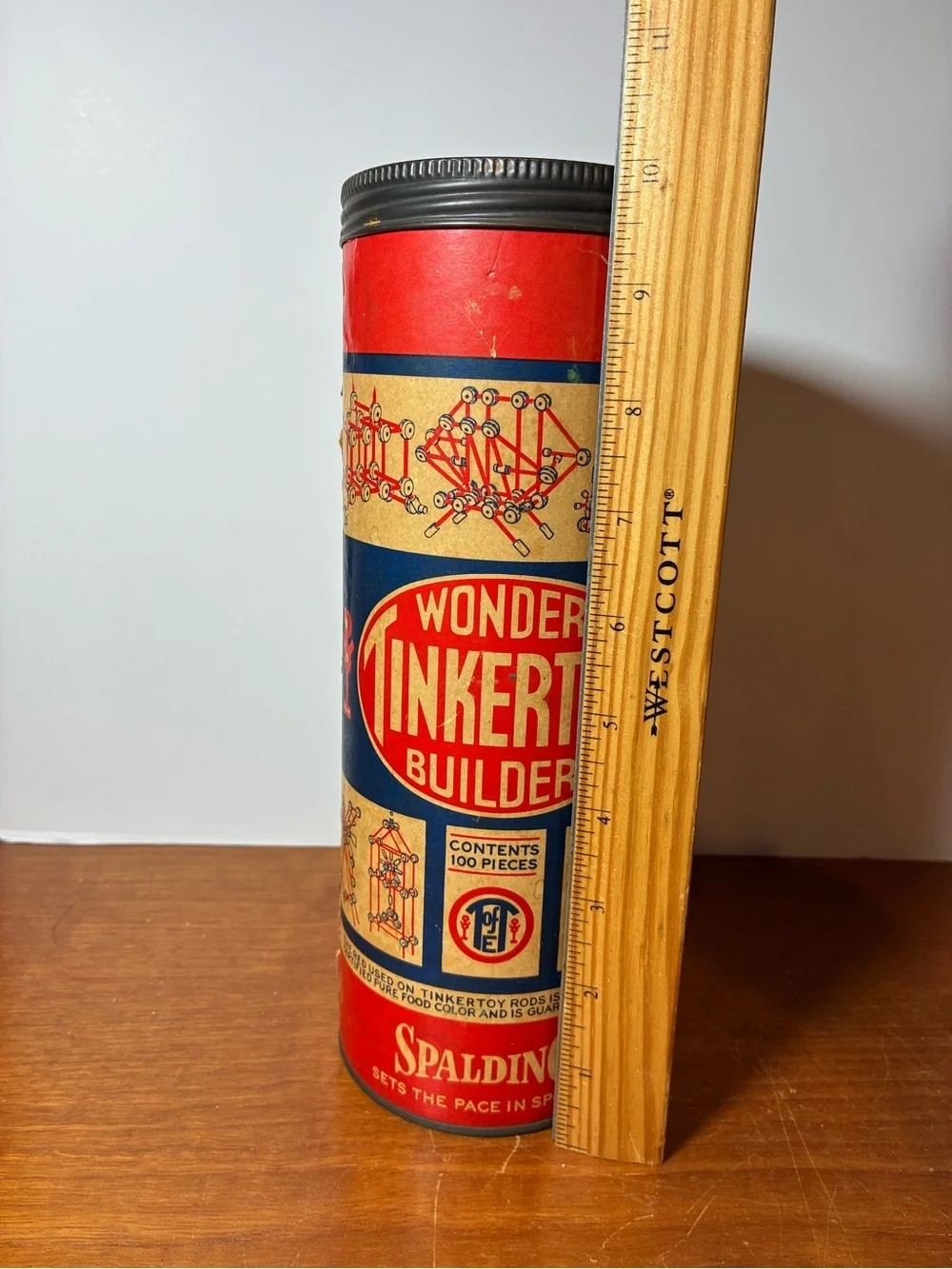 1953 Junior Tinker Toy Set Vintage Wooden Construction Toy